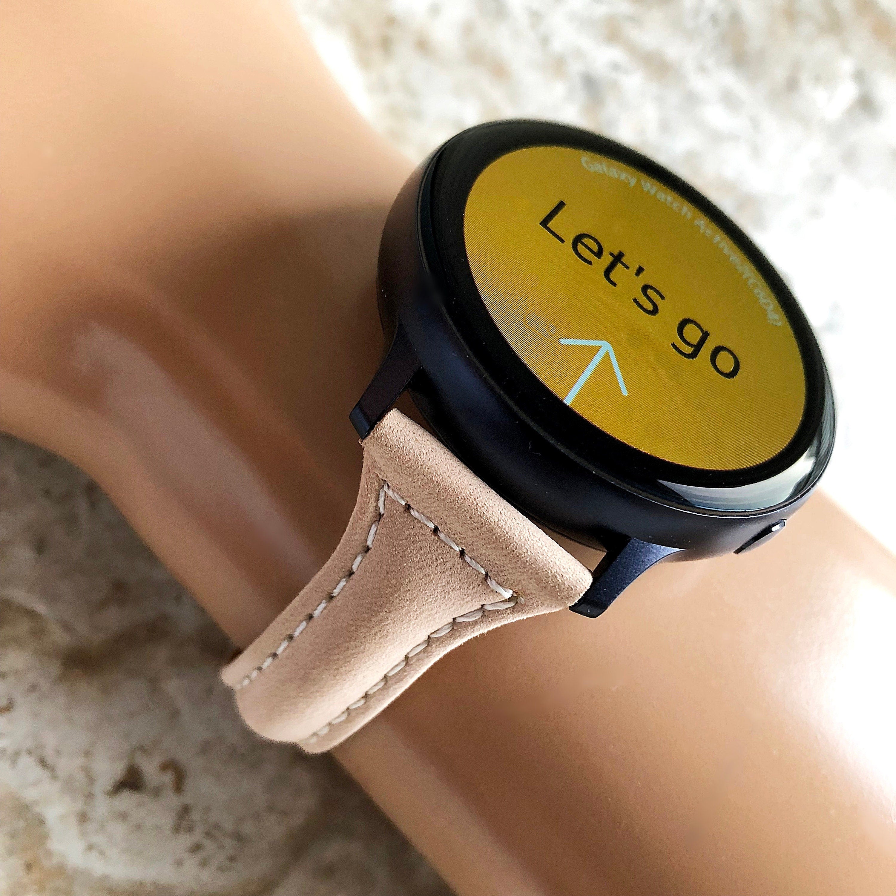 Beige Slim Band for Samsung Watch 7 6 5 4 40mm 44mm 45mm Classic 42mm 43mm 46mm 47mm Leather with Stitches Bracelet Strap Quick Release B20